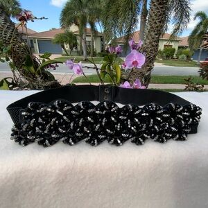 Chic Black Beaded Women's Belt